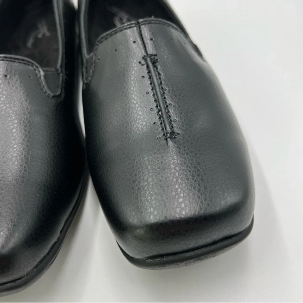 8WW 8 XW EXTRA WIDE Easy‎ Street Purpose Black Faux Vegan Leather Loafers Shoes
